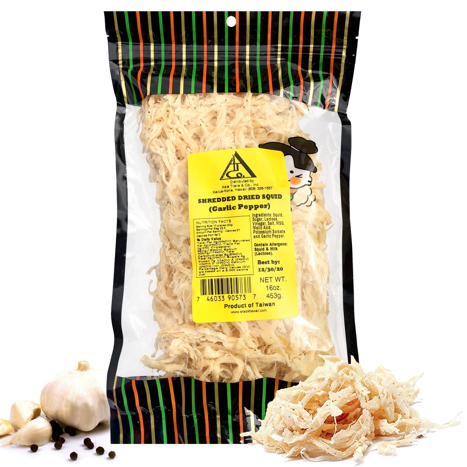 Garlic Pepper Dried Shredded Cuttlefish Ika (Squid) - 16 Ounce