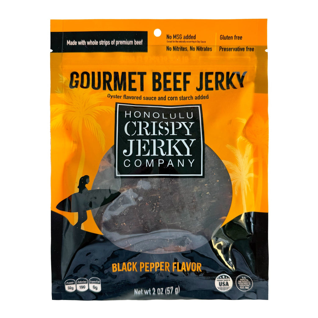 Honolulu Crispy Jerky Company Black Pepper Gourmet Beef Jerky