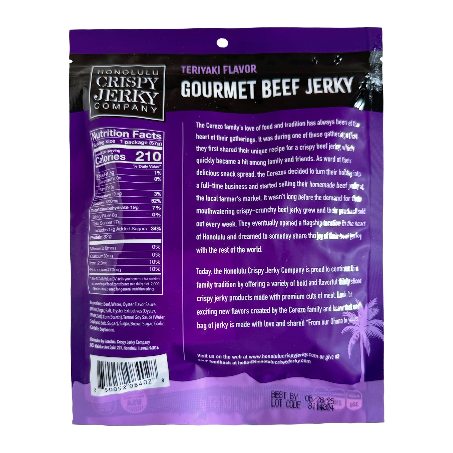 Honolulu Crispy Jerky Company Teriyaki Gourmet Beef Jerky