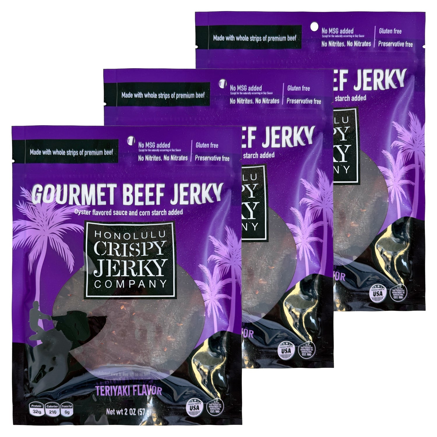 Honolulu Crispy Jerky Company Teriyaki Gourmet Beef Jerky
