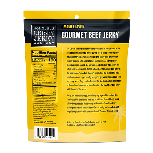 Honolulu Crispy Jerky Company Umami Flavor Gourmet Beef Jerky